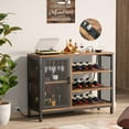 thumbnail image 6 of Homieasy Wine Bar Cabinet with Power Outlets, Industrial Coffee Bar Cabinet for Liquor and Glasses, Farmhouse Bar Cabinet with Removable Wine Racks,Rustic Brown, 6 of 8