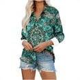 thumbnail image 2 of Qepwscx Casual Womens Long Sleeve Button Up Tops Floral Print Collar Neck Shirts Going Out Tops Floral Graphic T-Shirts Blouses Fall Spring Sweatshirt Basic Tees Loose Fits for Women, 2 of 6