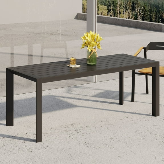 Combes Aluminum Outdoor Dining Table, Black