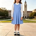 thumbnail image 4 of OGLCCG School Uniform Jumper Dress for Girls Kids Sleeveless A-Line Pleated Mini Dress Back to School Clothes Size 5-14(Blue,13-14 Years), 4 of 7