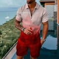 thumbnail image 2 of Vedolay Short Sets For Mens Mens Short Sets 2 Piece Outfits Summer Shirt and Shorts Set,Watermelon Red 5XL, 2 of 3