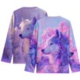 thumbnail image 2 of FUIALDOLG 9-10 Years Boys Shirts Long Sleeve Dreamy Wolf Crew Neck T-Shirts Casual Loose Tops Kids Winter Layering Tees, 2 of 6