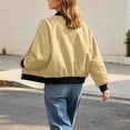thumbnail image 4 of Women's Zip Up Bomber Jacket Loose Fit Long Sleeve Coat with Pockets Trendy Fall Outerwear for Daily Streetwear, 4 of 9