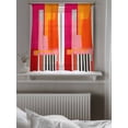 thumbnail image 5 of Pink Orange Curtains 45 Inch Length, Sheer Curtains for Bedroom Living Room Window Geometric Modern Abstract Oil Painting Rod Pocket Voile Drapes Kitchen Curtains Small Half Window 42"x45" 2 Panels, 5 of 6
