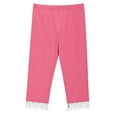 thumbnail image 4 of qolati Girls Capri Leggings Lace Cutout Yoga Capris Stretchy High Waist Athletic Yoga Cropped Pants Lounge Pajams Pants Pink 5 Years, 4 of 8