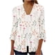 thumbnail image 2 of ICHUANYI Liquidación Mujer Casual Manga 3/4 Estampado Suelto Camisa Botones Tops Cárdigan ICHUANYI WER2023082204353, 2 of 6