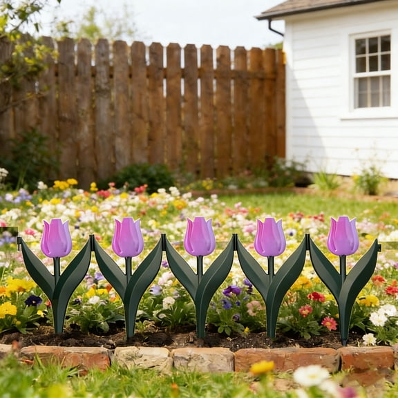 OCCOA Decorative Garden Fence, Arched Metal Fence Border, Rustproof Animal Barrier for Flower Bed Patio Landscape Outdoor,Purple