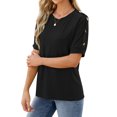 thumbnail image 5 of SLADYGLO Women Crew Neck Raglan Short Sleeve Buttons Decorative T-Shirt, 5 of 7