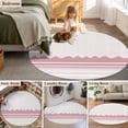 thumbnail image 5 of Round Area Rug 7 Ft, Pink Purple Striped Washable Non-Slip Circle Carpet for Living Room/Bedroom, Abstract Modern Geometric Stripes Low-Profile Large Runner Mat Collection Rugs for Indoor, 5 of 8