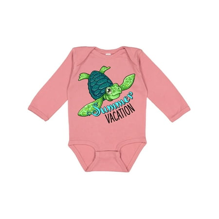

Inktastic Summer Vacation cute sea turtle Gift Baby Boy or Baby Girl Long Sleeve Bodysuit