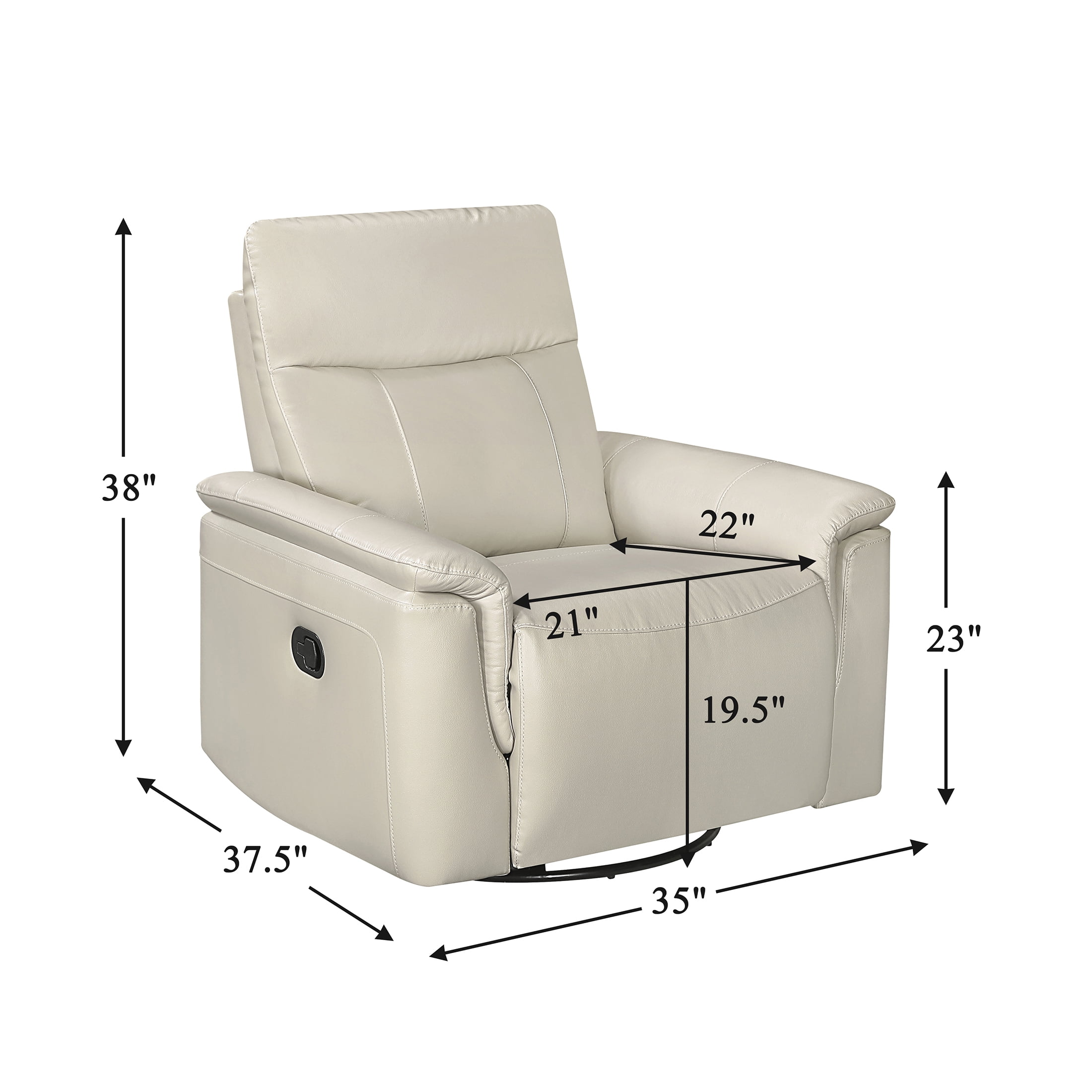 OakvillePark Wildfern Leather Match Swivel Glider Reclining Chair, Taupe