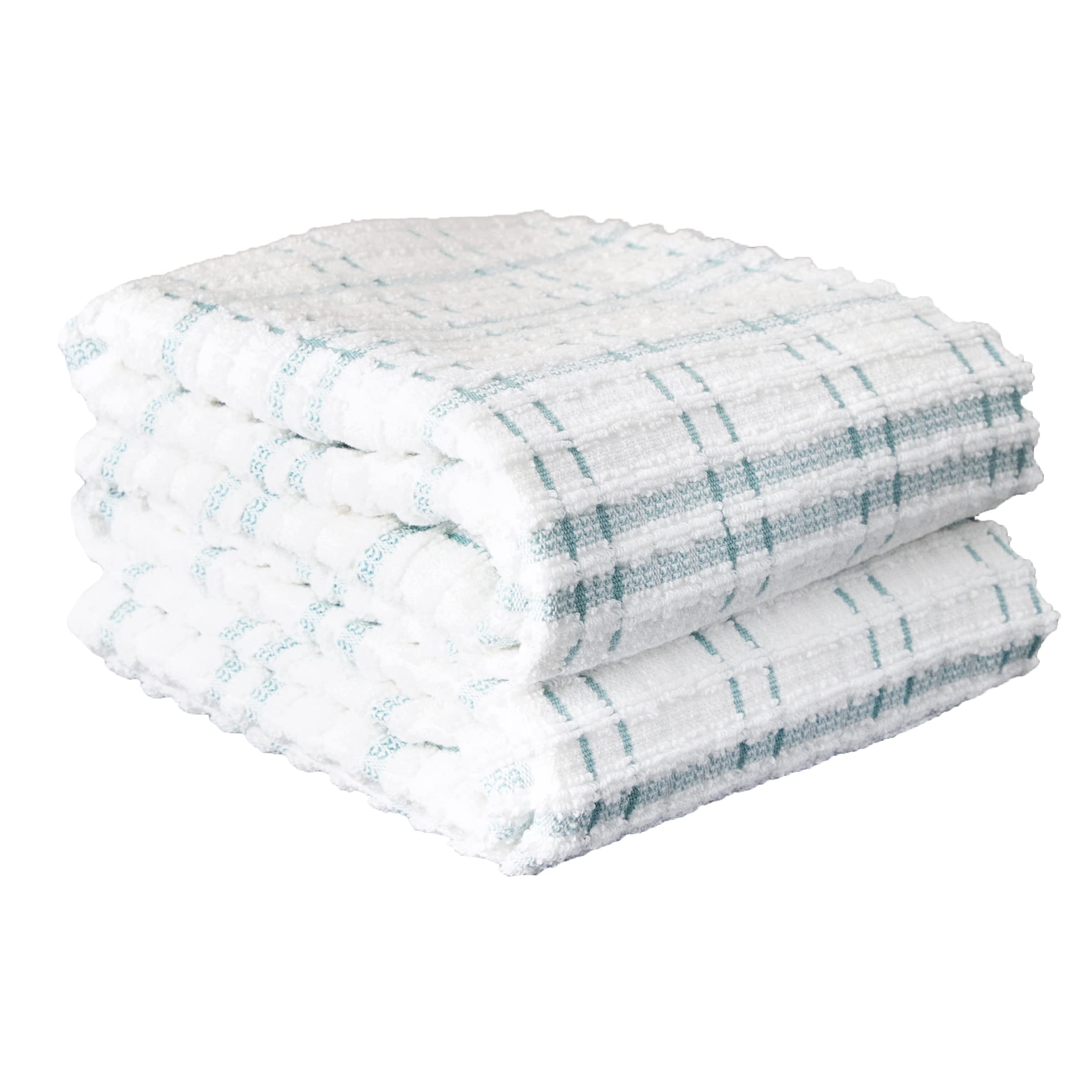 RITZ Royale Collection 100% Combed Terry Cotton, Oversized Kitchen Towel Set, 4-Pack, Solid & Coordinate, Dew