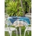 thumbnail image 4 of Outdoor Tablecloth with Umbrella Hole Zipper Coastal Ocean Round Tablecloth 60" Waterproof Outside Table Cloth Sandy Beach Coconut Tree Blue Sky Scenery Patio Table Cover Tablecloths for Picnic Party, 4 of 8