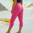 thumbnail image 2 of Workout Capris for Women New Women's Summer High Waisted Solid Color Capris Matching Slim Fitting Yoga Gym Pants Leggings Pinks L, 2 of 9