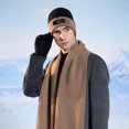 thumbnail image 6 of Fsgntruao Winter Hat Scarf Gloves Set for Men Knit Thermal Fleece Lined Beanie, Warm Long Scarves, Touchscreen Gloves for Cold Weather Khaki,Free Size, 6 of 7