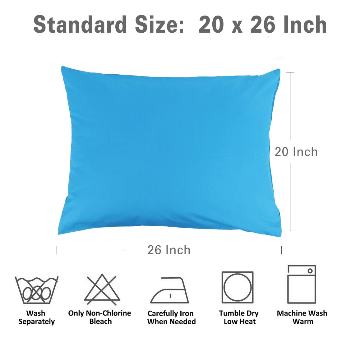 Unique Bargains Pillowcases 2-Piece Egyptian Cotton Pillow Cover Blue Standard