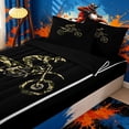 thumbnail image 3 of Meiyoeat Camo Motorcycle Zipper Full Size Comforter Sets with Fitted Sheet and 2 Pillowcases, vintage Motocross Zipper Bedding Set, Green Black,4pcs,Black Reversible, 3 of 6