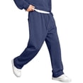 thumbnail image 2 of Dwelliawo Baggy Wide Leg Sweatpants for Men Open Bottom Fleece Joggers Athletic Pants Straight Leg Sweat Pants Dark Blue 2xL, 2 of 7