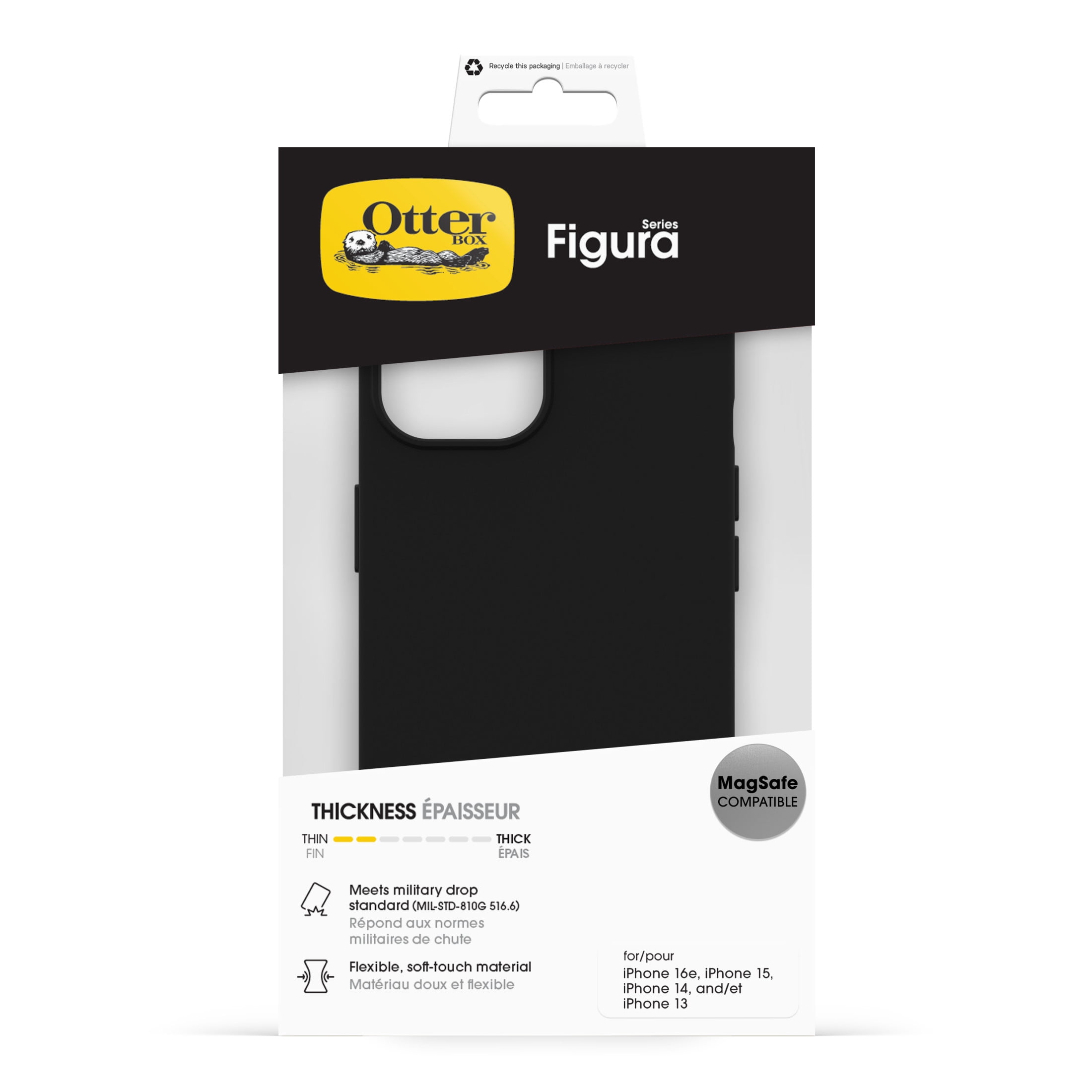 OtterBox Figura Series Case with MagSafe  for Apple iPhone 17e, iPhone 13, iPhone 14, iPhone 15, iPhone 16e - Black