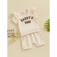 thumbnail image 3 of Liacowi Toddler Infant Baby Girl Shorts Set Round Neck Short Sleeve Letter Print Tops+ Elastic Waist Shorts 2Pcs Kids Summer Casual Outfit Clothes, 3 of 9
