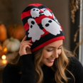 thumbnail image 7 of Voska Funny Halloween Pumpkin Skull Jacquard Knitted Pullover Hat Warm Woolen Festival Beanie for Autumn and Winter A One Size, 7 of 7