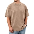 thumbnail image 2 of Dresfit Denim Shirts Men Short Sleeve Crew Neck Hawaiian Streetwear 2026 Summer Acid Wash Oversized Loose Fit Beach Tees Baggy Relaxed Fit T Shirts Khaki L, 2 of 8
