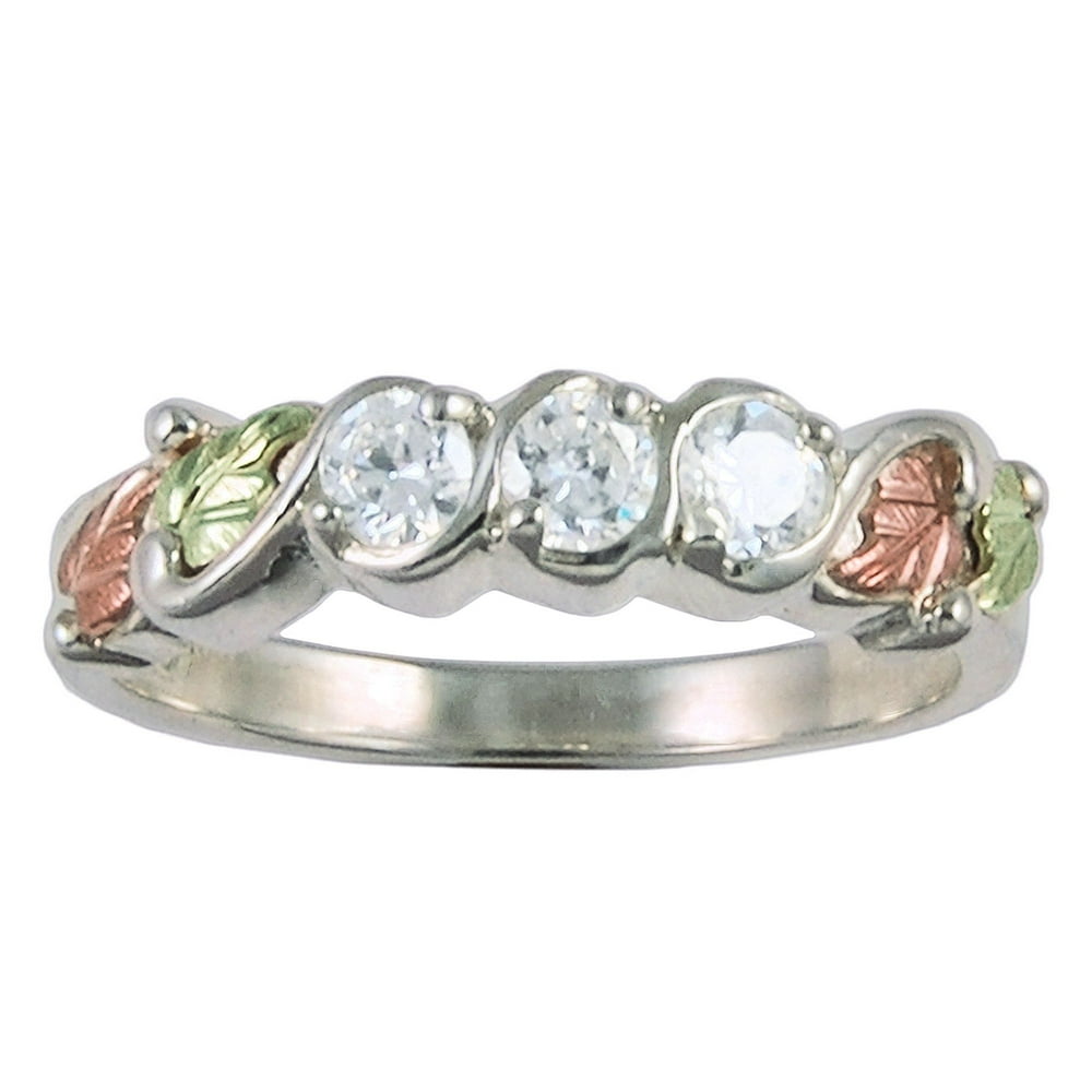 Black Hills Gold - Black Hills Gold Three Stone CZ Ring Band with 3 MM