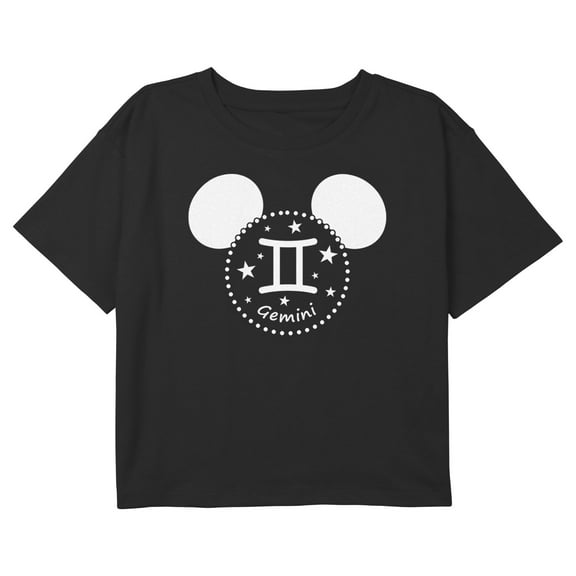 Girl's Mickey & Friends Gemini Mousey Silhouette Graphic Cropped T-Shirt Black Medium
