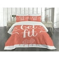 thumbnail image 3 of Ambesonne Fitness Quilted Bedspread Set 3 Pcs, Bodybuilder Arms Biceps, Queen Size, Coral and White, 3 of 5