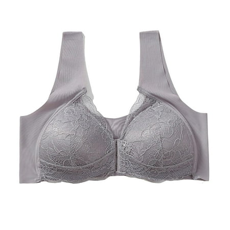 

ZMHEGW Strapless Bras for Women Wire-Free Seamless Bra Solid Print Grey Xxxxxl