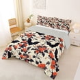 thumbnail image 2 of Homewish Vintage Gothic Halloween Bat Queen Comforter Set,Red Blossom Branch Print Comforter Sets Queen,Cream Black Red,Light Gray Reversible,3-Piece,1 Comforter and 2 Pillowcases, 2 of 7