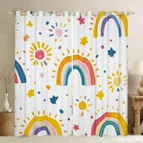 Castle Fairy Kawaii Rainbow Blackout Curtains Set of 2 (52x84 Each) for Children,Stars Print Window Curtains,Polka Dots Curtains and Drapes,Breathable Home Decor