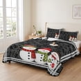 thumbnail image 2 of Quilts Twin XL Size Bedding Set, Black Christmas Snowflakes Lightweight Quilted Comforter, Winter Xmas Cute Snowman Plaid Reversible Bedspread Coverlet with Pillow Covers for All Season, 68" x 98", 2 of 9