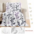 thumbnail image 5 of Grey Purple Botanical Blanket Soft Cozy Warm Throw Blanket for Couch, Plush Fuzzy Flannel Fleece Blankets for Sofa, Watercolor Spring Floral Summer Leaf Bed Blankets Gifts for Men, 50"x80", 5 of 9