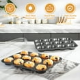 thumbnail image 4 of VEGCOO 5pcs Baking Set: 2 Pack 12-Cup Carbon Steel Muffin Pans, Nonstick Cupcake Tins, Includes Large Silicone Spatula, Basting Brush & 100 Red Paper Liners, Essential Bakeware Kit for Muffins & Cake, 4 of 7