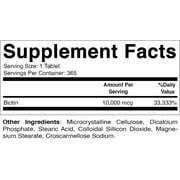 (2 pack) Vitamatic Biotin 10,000 mcg for Stronger Hair, Skin & Nails - 365 Vegan Tablets- Also Called Vitamin B7