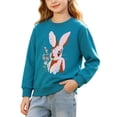 thumbnail image 5 of Girls Cotton Crewneck Sweatshirt Long Sleeve Embroidered Rabbit Pullover Kids Kids Teal Top,Size 2-3 T, 5 of 9