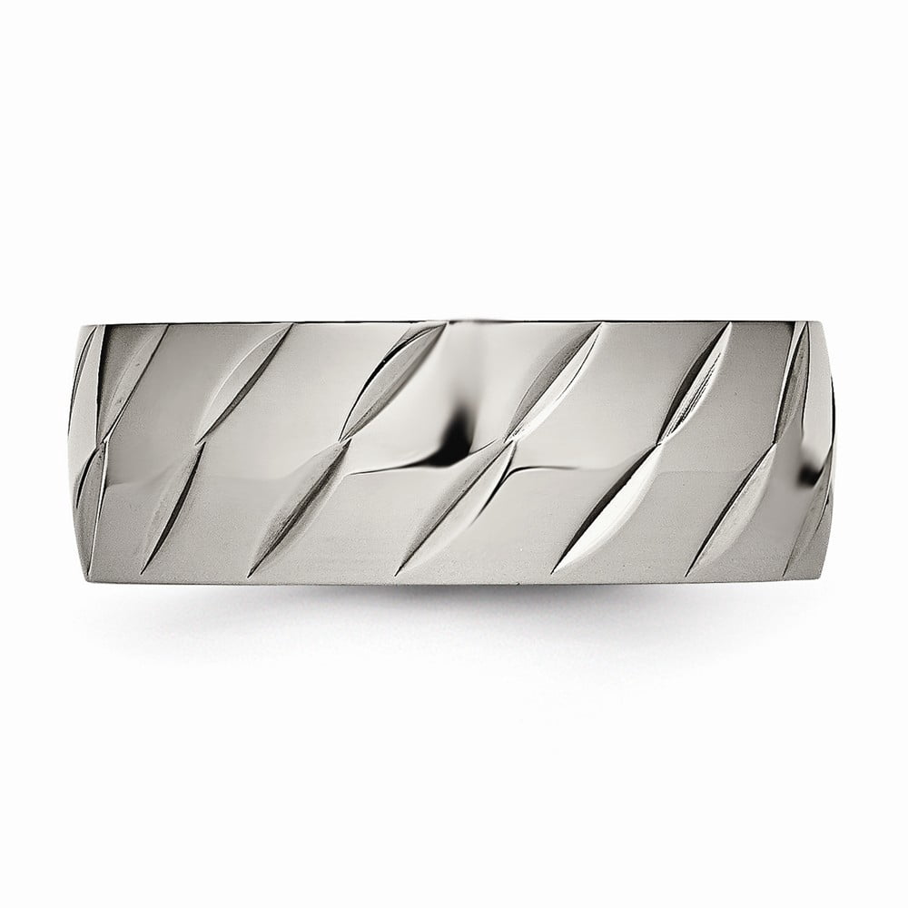 Titanium Polished Diamond Cut Ring