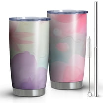 20oz Tumblers Soft Floral Watercolor Pattern Stainless Steel Vacuum Insulated Double Wall Travel Tumbler Cups Mug with Lid and Straw,Cleaning Brush for Cold & Hot Drinks