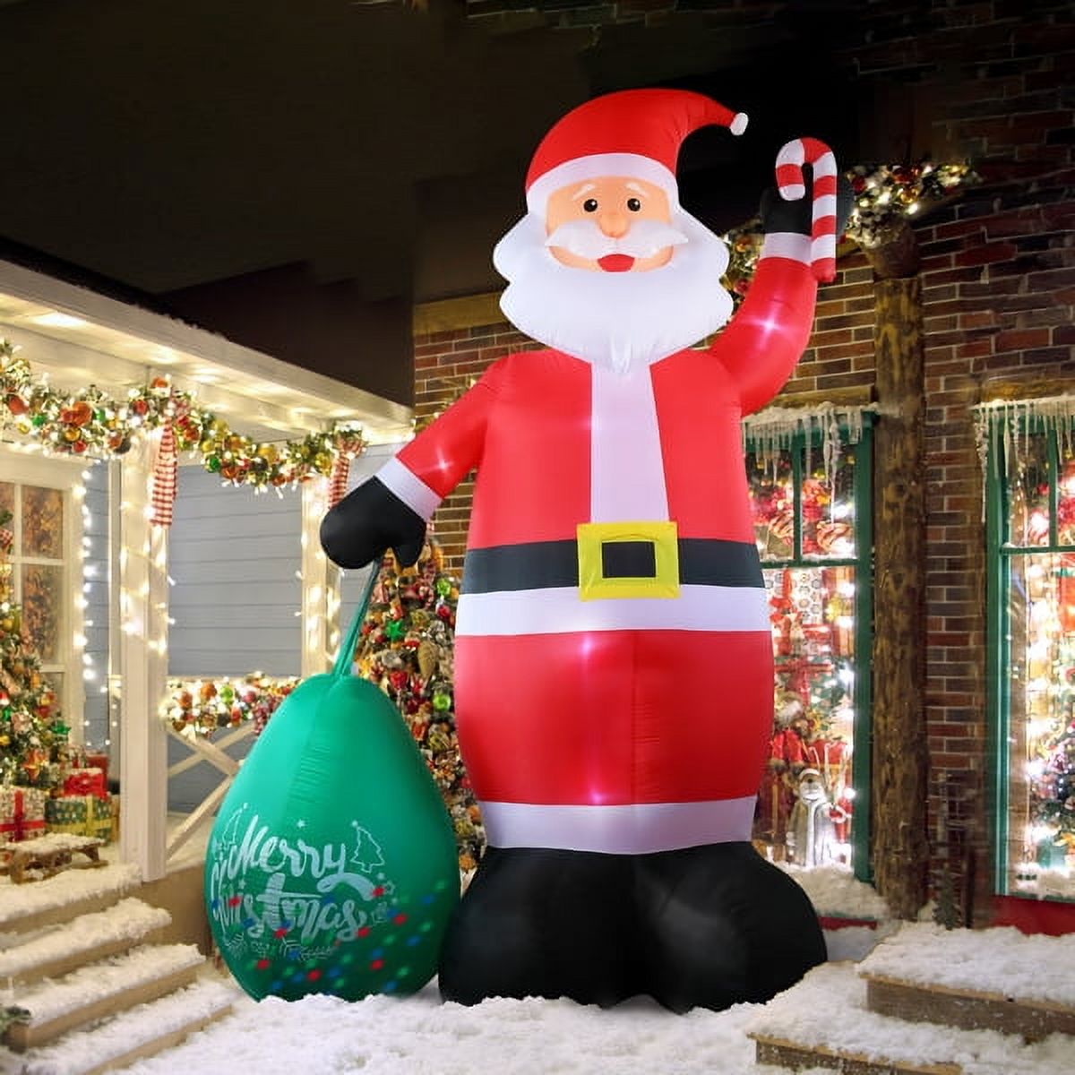 14ft Giant Christmas Inflatable Santa, Built-in LED Lights, Waterproof Polyester, Built-in Fan/Adapter, Indoor/Outdoor Yard/Store Holiday Decor