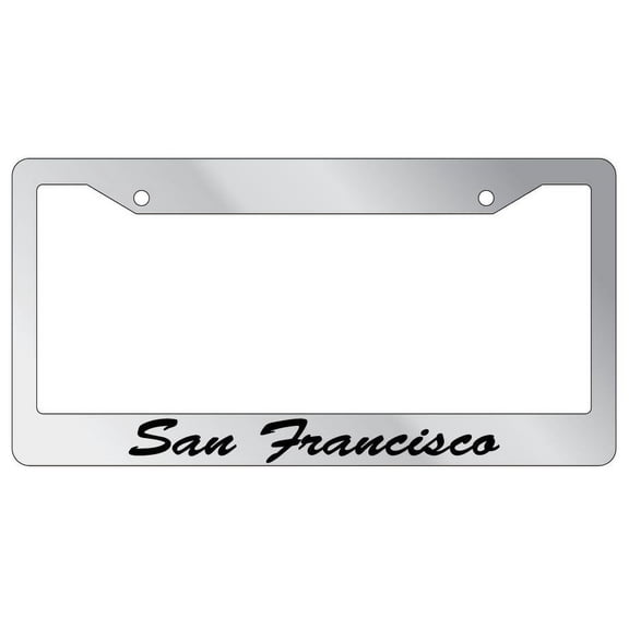 San Francisco Script Chrome Plastic License Plate Frame EBS