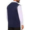 thumbnail image 3 of INSPIRE CHIC Men's Sweater Vest V Neck Knitwear Pullover Sleeveless Sweater Top M Navy Blue, 3 of 5