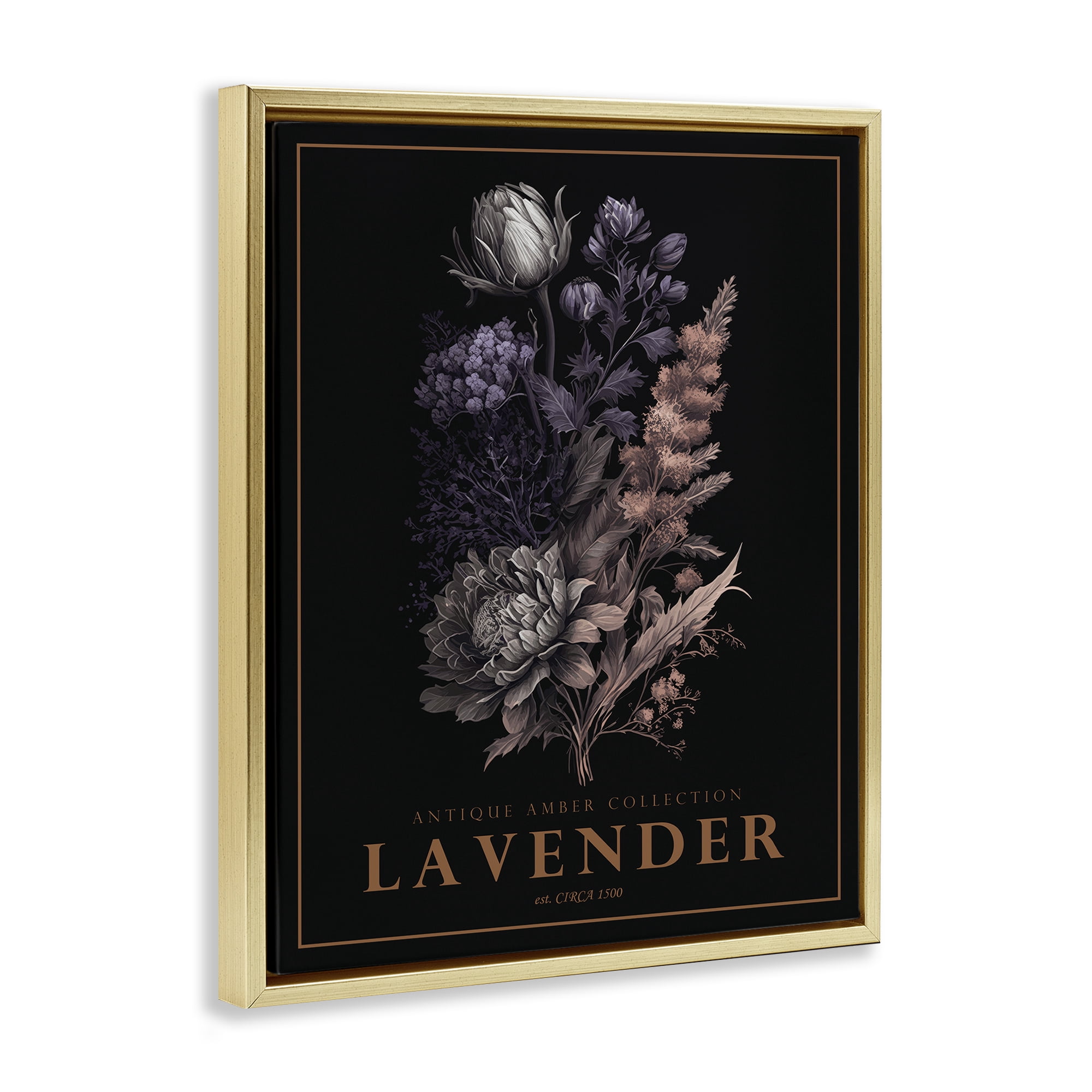 Stupell Industries Antique Lavender Bushel Gold Framed Floater Canvas Wall Art, design by Christopher Giampietro