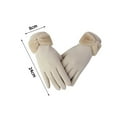 thumbnail image 5 of Eoperou 1 Pair Bowknot Decor Thickened Solid Color Women Gloves Autumn Winter Double-sided Fleece Touch Screen Driving Gloves, 5 of 7