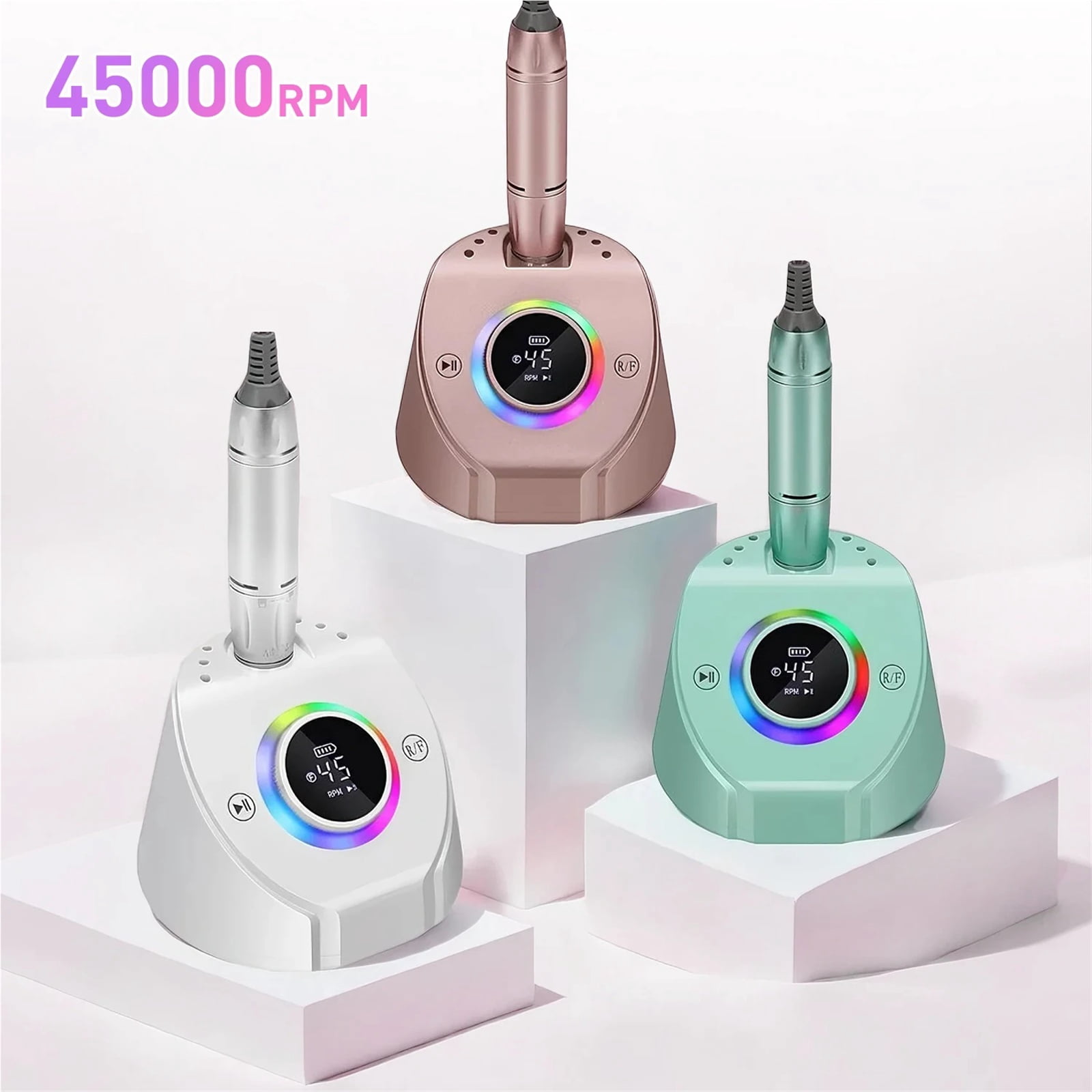 45000RPM Rechargeable Nail Drill Machine Desktop Polishing Machine Electric Sander Low Noise Nail Salon Tools