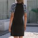 thumbnail image 4 of Vestido de cobertura de empalme de leopardo delgado de malla con cuello retro vintage de manga corta para mujer Fridja  qw1261, 4 of 8