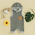 thumbnail image 2 of Okbabeha Newborn Baby Boy Girl Summer Clothes Outfit 0 3 6 9 12 18 Mohths Striped Sleeveless Hoodie Romper Jumpsuit infant Hooded Onesie Onepiece Overall, 2 of 7