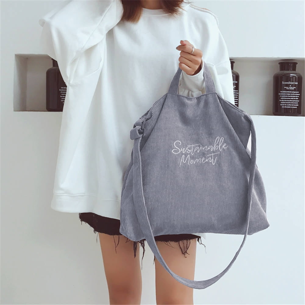 Download Women Corduroy Canvas Tote Ladies Casual Shoulder Bag ...