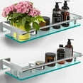 thumbnail image 7 of 20IN Bathroom Shelves/Shelf Glass Wall Mount Floating Shelves for Bathroom Tempered Glass Rectangular 1 Tier Organizer Wall Shelf (Chrome Polished, 20''), 7 of 7