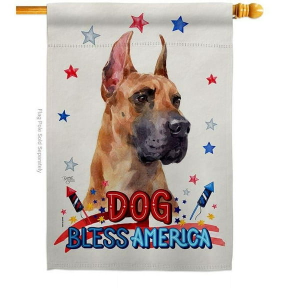 Breeze Decor H120223-BO Patriotic Fawn Great Dane Animals Dog 28 x 40 in. Double-Sided Decorative Vertical House Flag for Decoration Banner Garden Yard Gift